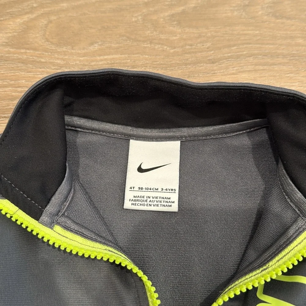 NIKE KIDS Gray Black Color Block Dri-Fit Full Zip Jacket Jogger 2-Piece Set 4T‎